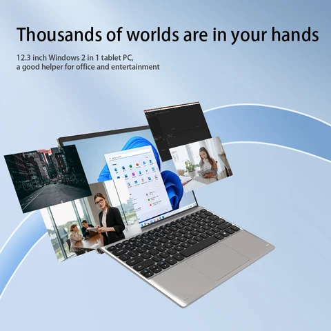 2 in 1 Tablet PC 3000x2000 3K FHD with detachable keyboard Windows 11|12.3 inch 16GB 1TB